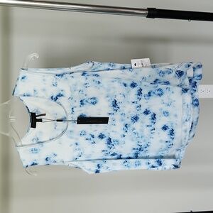 Donna Karan sleeveless blue and white top in medium